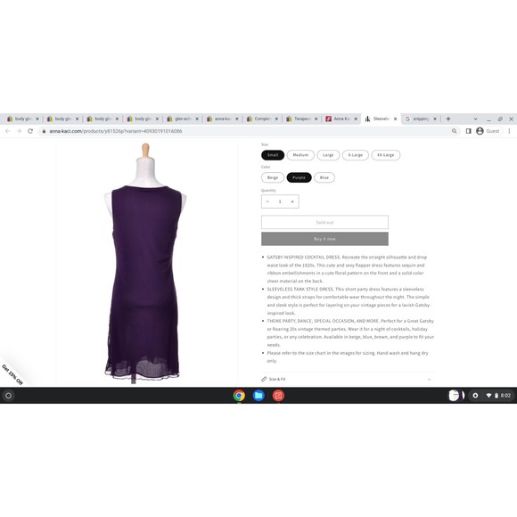 Anna-Kaci  Womens Sleeveless Floral Embroidery Beaded Sequin Mini Dress Purple - Picture 5 of 11